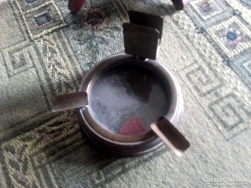 Artdeco copper ashtray with match holder - ashtray