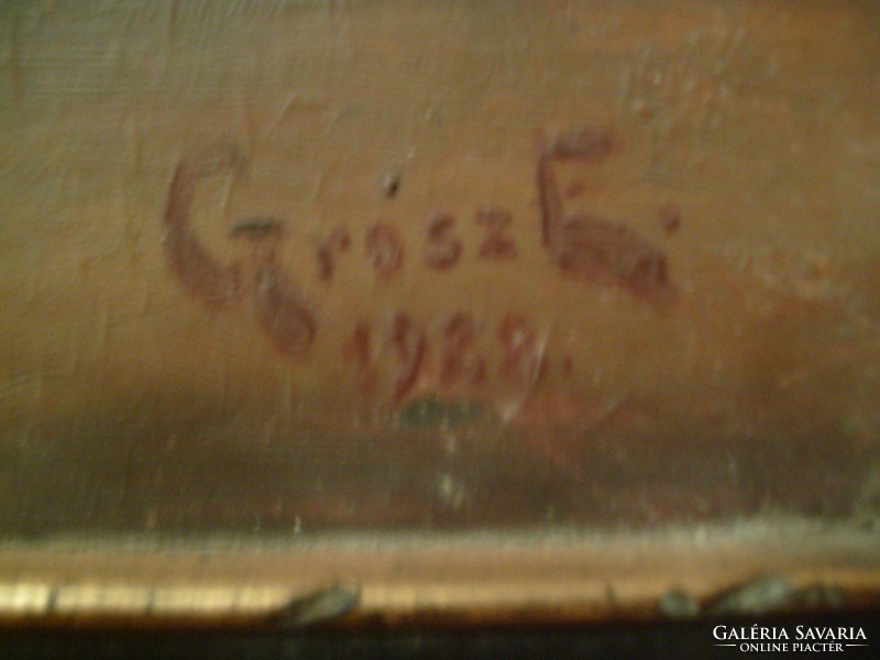 Leárazva Grosz Ehrenfried ? 96  éves ,jelzett festmény csendélet boros kupával Antik keretében