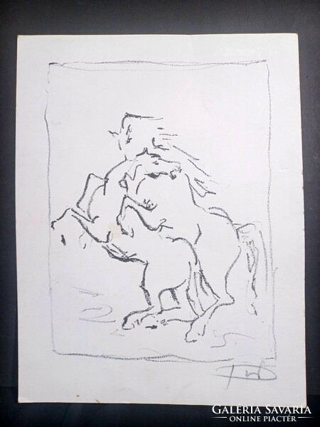 Battle of horses - marked graphic (32x24 cm) lithograph?