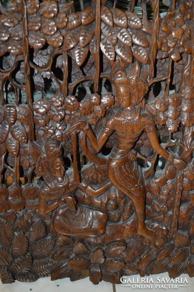 Indonesian wood carved mural