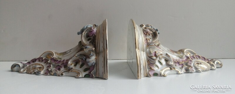 An antique baroque rarity, a pair of Meissen porcelain pedestals