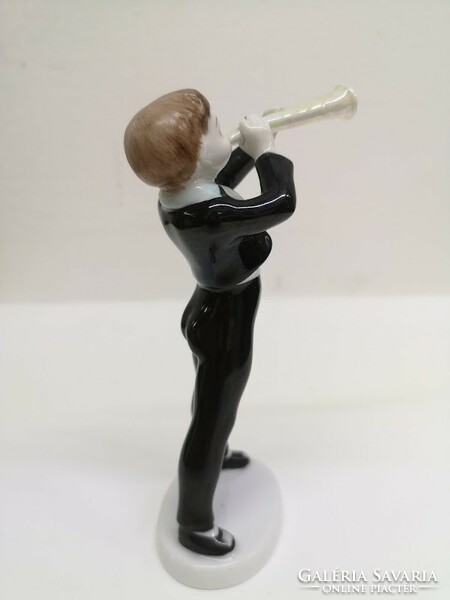 Hollóházi porcelán trombitás fiú szobor figura - 50049