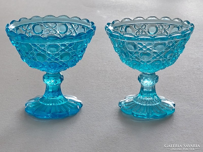 Old blue glass goblet decorative glass 2 pcs