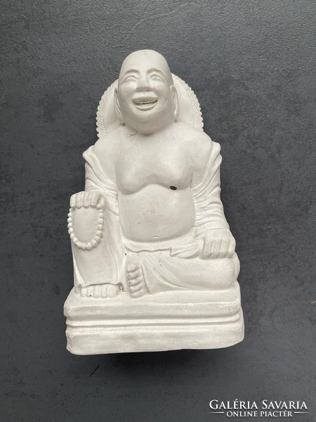 Laughing Buddha sitting plaster statue