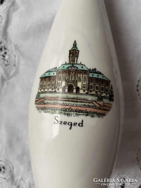 Aquincum retro souvenir vase with view of Szeged town hall