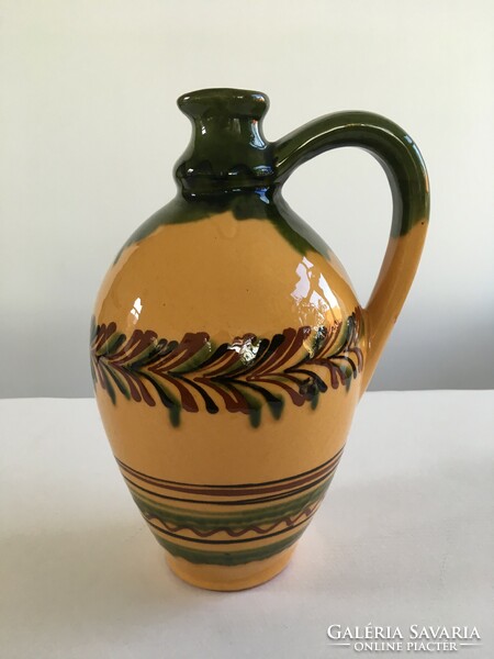 Old, folk, glazed ceramic jug from Hödmezővásárhely