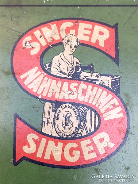 Old metal box singer sewing box loft industrial decor