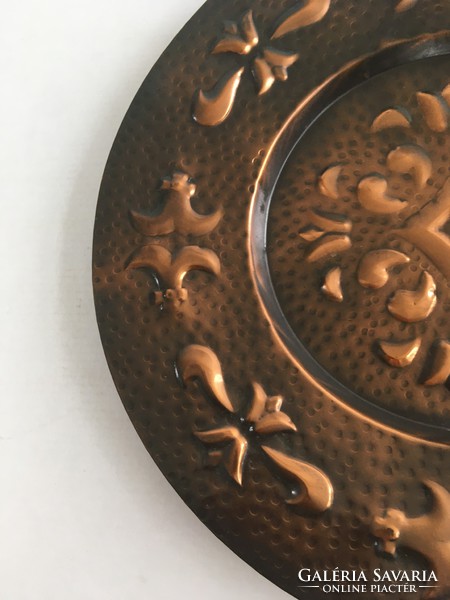 Old, vintage, retro, decorative copper decorative plate, wall plate, wall decoration