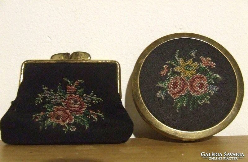 Old goblein wallet and mirrored powder holder