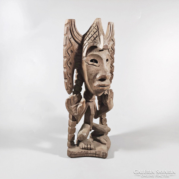 African shaman, signed, hand-carved wooden statue, flawless! (F010)
