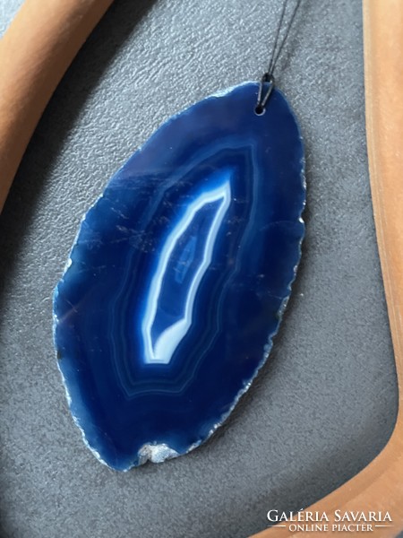Beautiful blue translucent natural agate hanging ornament with delicate inner design