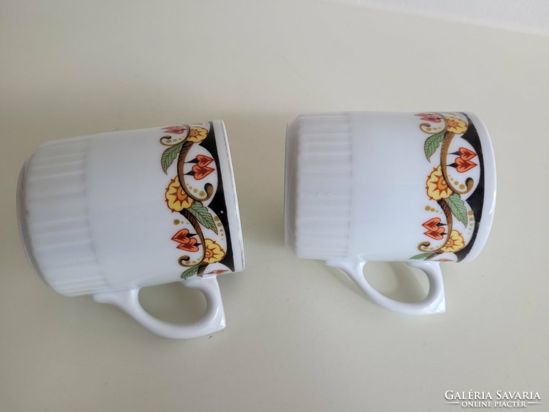 Old Zsolnay porcelain mug flower pattern tea cup 2 pcs