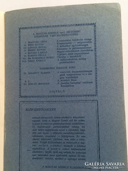 Magyar Szemle 1927. november, I. kötet 3. szám