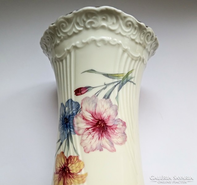 Busy! Old rosenthal embossed floral large vase 25.5cm from 1935