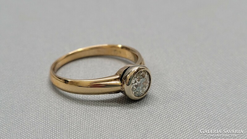 Antik 14 K arany gyémánt button gyűrű 3,23 g