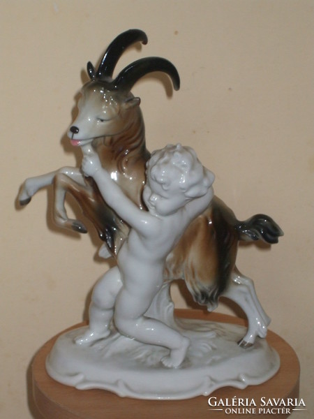 German porcelain putto with goat.