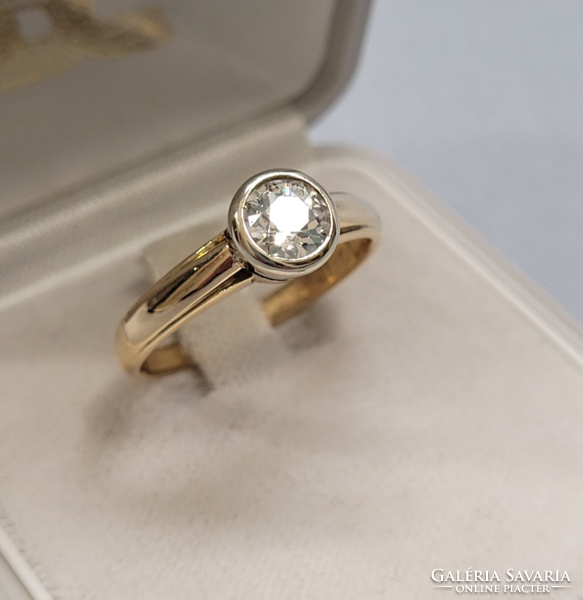 Antik 14 K arany gyémánt button gyűrű 3,23 g