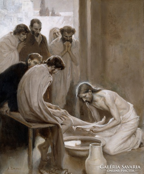 Albert went away - Jesus washes the feet of his disciples - reprint