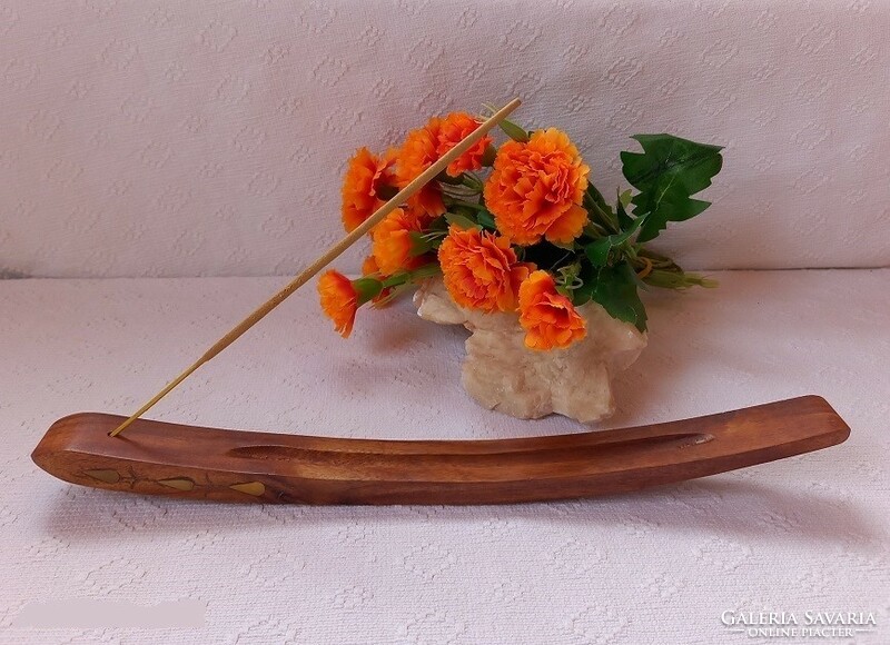 Exclusive wooden incense base, gondola with copper decoration on both sides