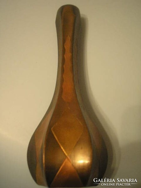U8 Art deco több színű réz-bronz remekmű váza ajándékozhatóan hibátlanul niellós damaszkolt technika