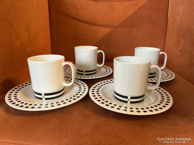 4 Personal, rare, designer, black-white-gold Rosenthal coffee set