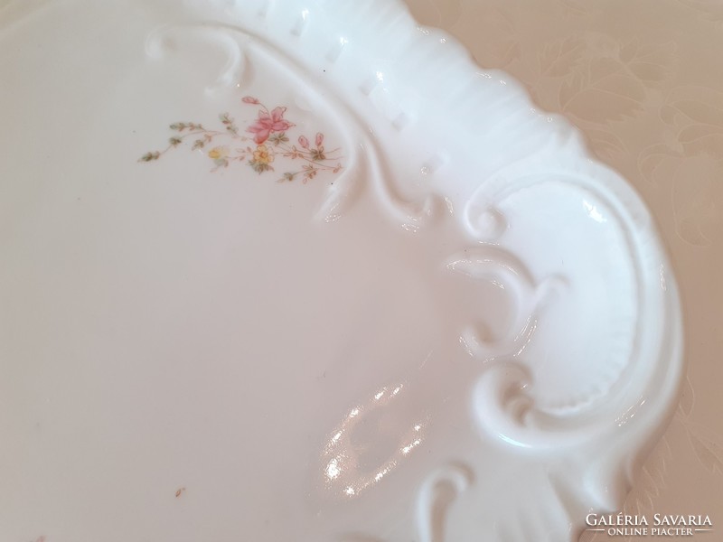 Antik nagy méretű 43 cm porcelán tálca szecessziós régi virágos kínáló tál