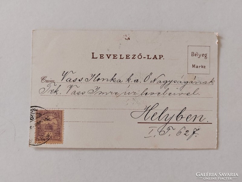 Régi képeslap 1900 levelezőlap rózsa páfrány
