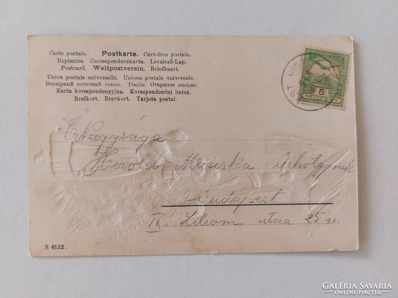 Régi képeslap 1908 dombornyomott levelezőlap Krisztus és hívei