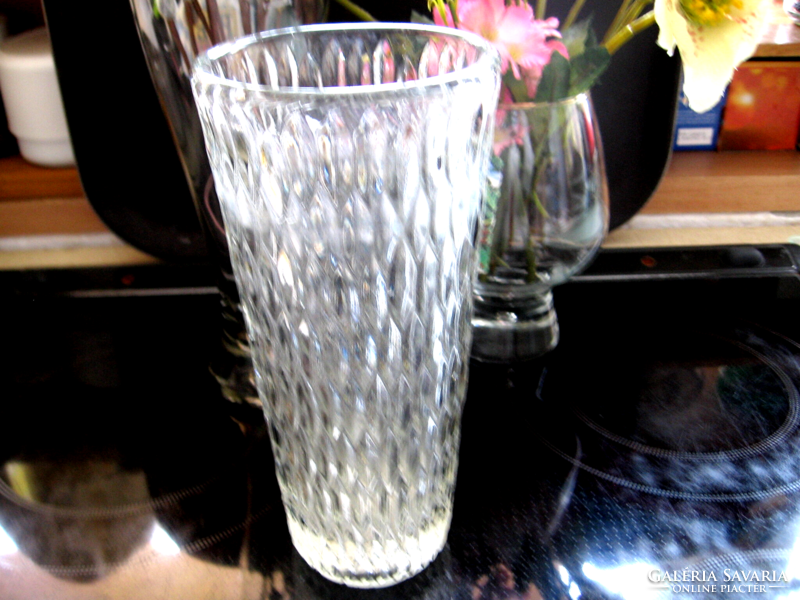 Antique art deco diamond pattern crystal vase