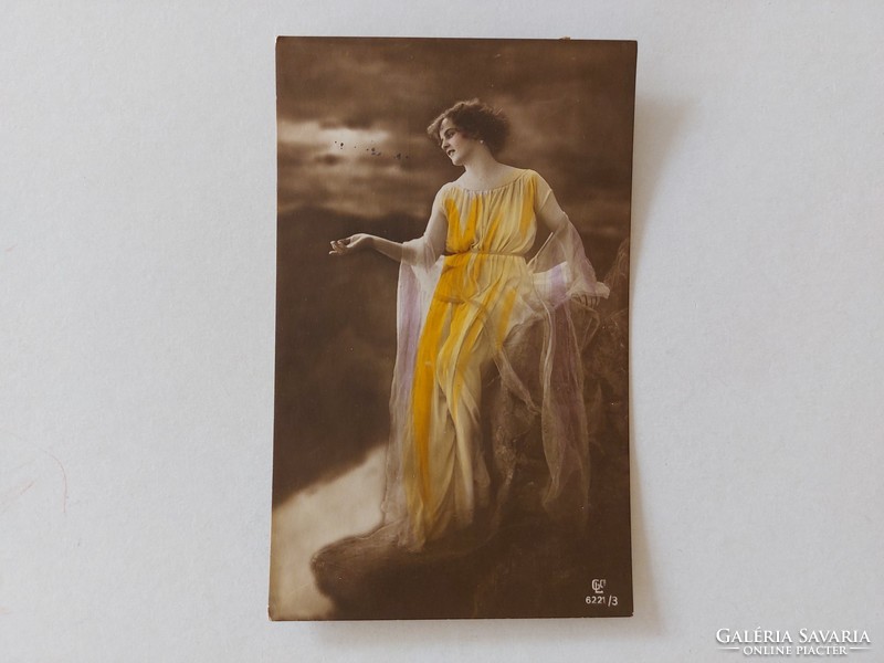 Old postcard 1918 photo postcard lady
