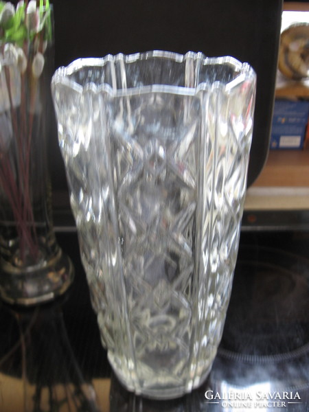 Art deco vastag csillag mintás üveg váza