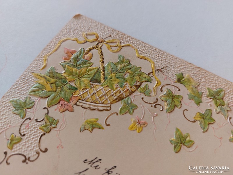 Old postcard 1899 embossed postcard amber