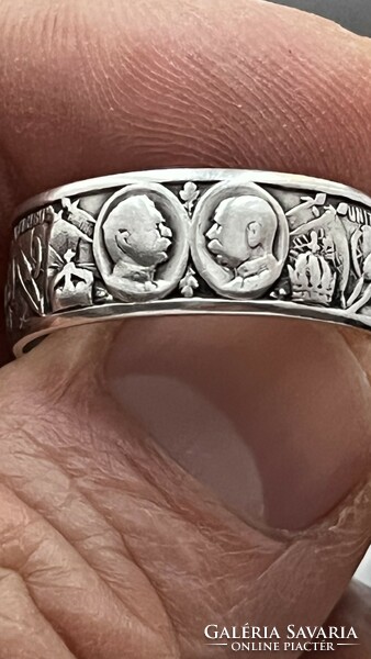 Viribus Unitis!!” Egyesült erőkkel” Antik ezüst gyűrű!! gyűjtői ritkaság!! 1914-15