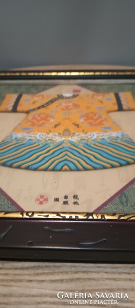 Chinese embroidered qing dynasty imperial robe in frame. Negotiable.