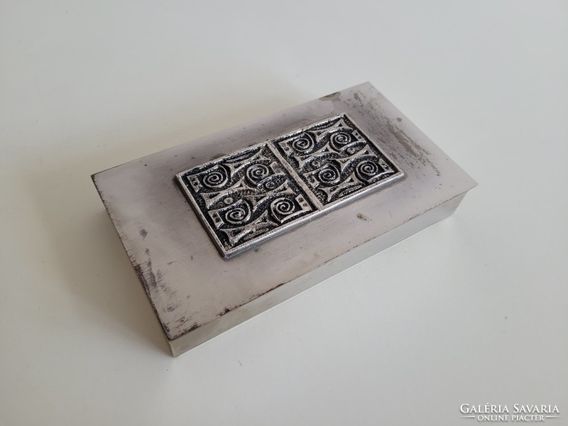 Retro old handicraft metal box mid century