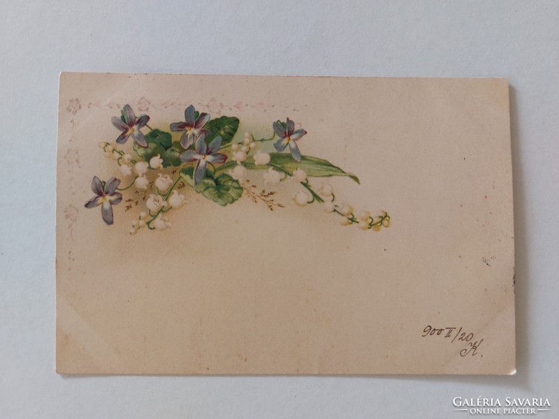 Old postcard 1900 postcard with violet lilies of the valley