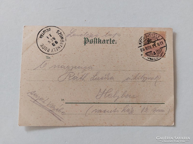 Régi képeslap 1899 levelezőlap rózsa tájkép