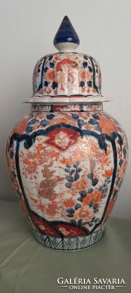 Több mint  100  éves Japán  váza 36 cm magas alján jelzett különösen szép gyűjtői darab