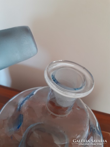 Retro régi kék likőrös üveg dugós italos díszüveg