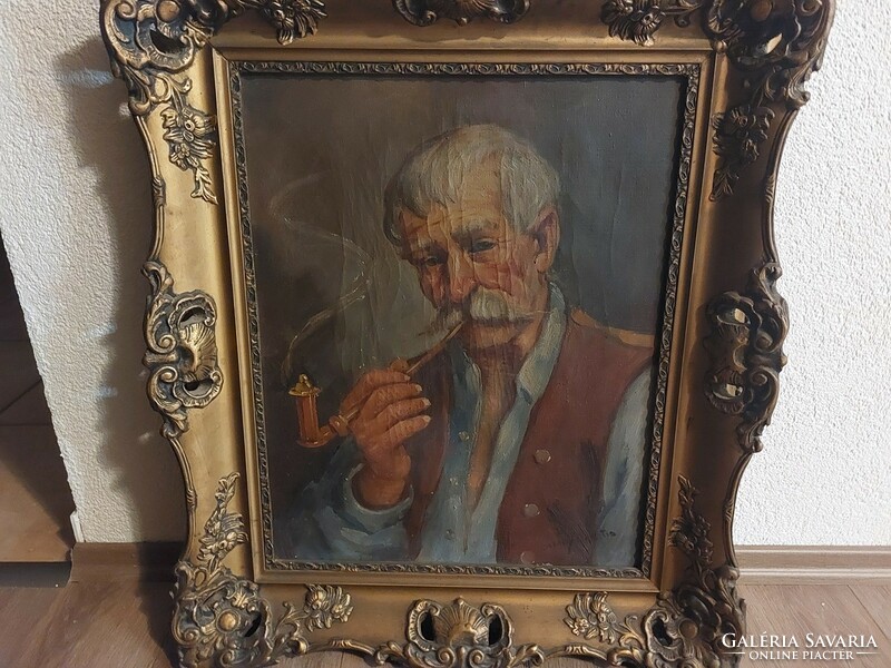 (K) Szendy Arisztid portréfestmény 57x67 cm kerettel, szignózott