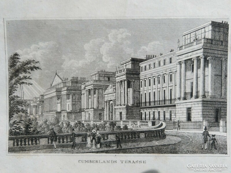 London Cumberland terasz. Eredeti acelmetszet ca.1835