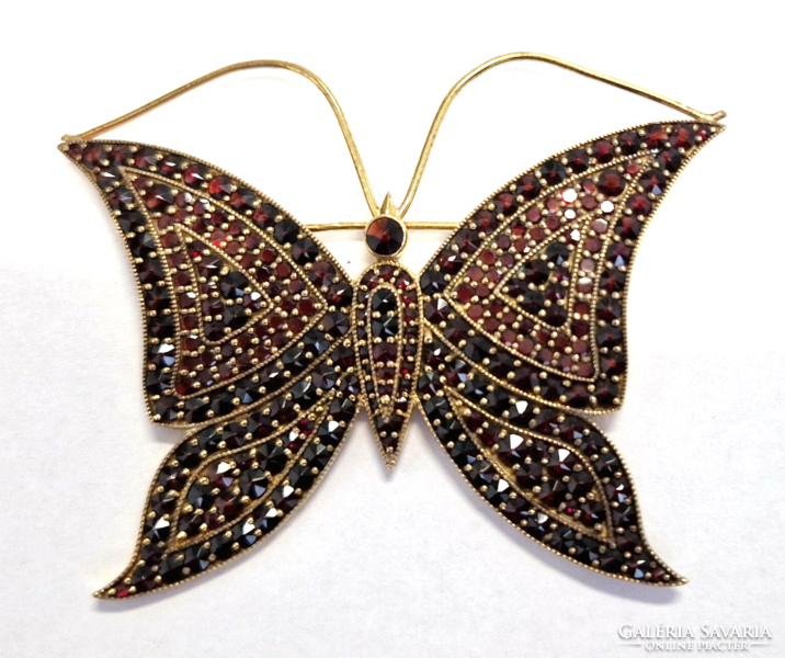 Garnet brooch, butterfly