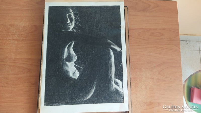 (K) old nude graphic on some type of printed stamped paper with a 30x40 cm frame (also for parcel vending machines!)