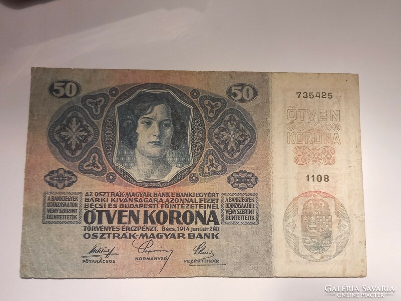 1914-es 50 Korona DÖ bélyegzett