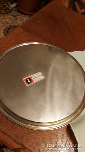 Üveg Pohárkészlet króm fém talpas 6db-os szett tálcával mid century
