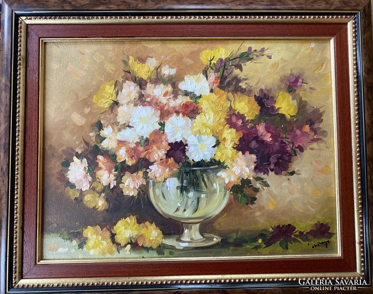 Czinege flower still life - oil painting
