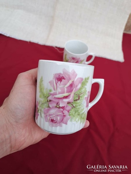Ritka Zsolnay  porcelán szoknyás Zsolnay rózsás páfrányos csésze bögre nosztalgia hagyaték  nagymama