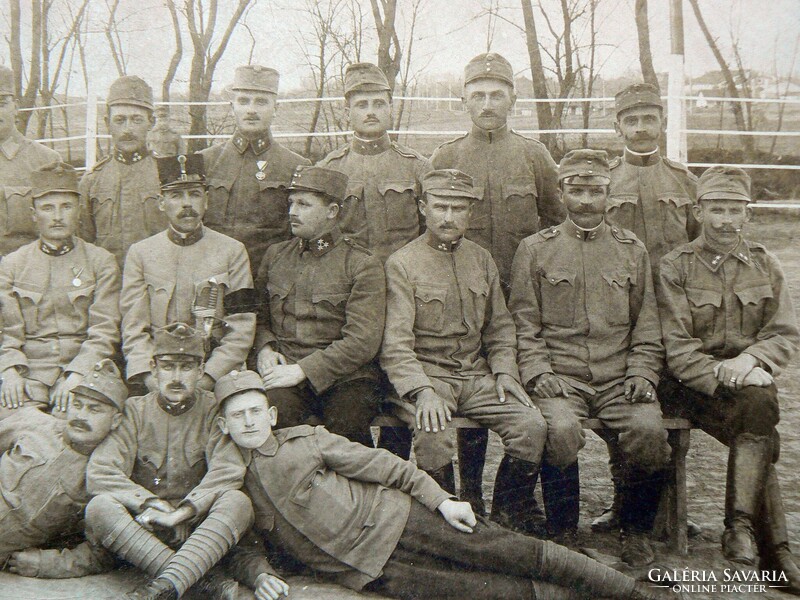 Museum historical relic, photo of a squadron around 1915, (first lieutenant in the middle with an officer's sword)