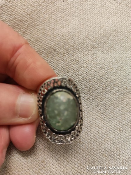 Israeli silver ring with Roman glass