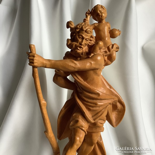 Szent Kristóf Olasz fafaragás gyermek Jézus vallási templomi művészet